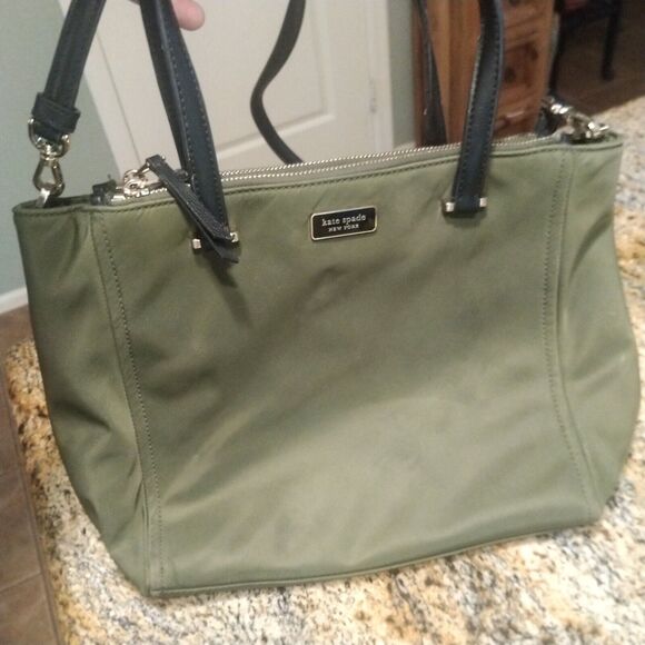 Kate Spade Dawn Nylon Medium Satchel Shoulder Crossbody Bag Olive Green - Picture 1 of 16